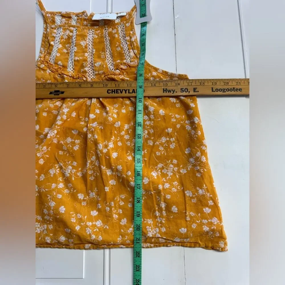 Anthropologie Maeve Martell Yellow Floral Mesh High Neck Tank Top Blouse Size S - Picture 4 of 6